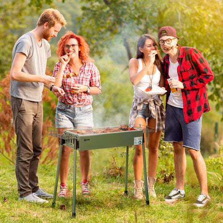 immagine-2-easycomfort-easycomfort-barbecue-a-carbonella-con-2-griglie-e-cestini-laterali-77x30x70cm-verde-scuro