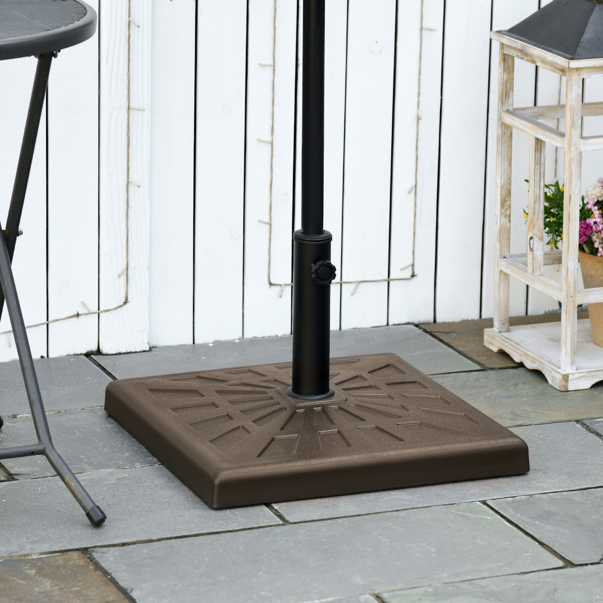 easycomfort easycomfort base per ombrellone di 19kg per pali da 32mm 38mm e 48mm resina e acciaio 51x51x32 cm marrone