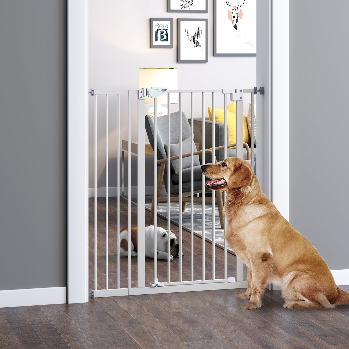 easycomfort easycomfort cancelletto per cani con 4 viti regolabili e nastro adesivo in metallo e plastica 86x104 1 cm bianco