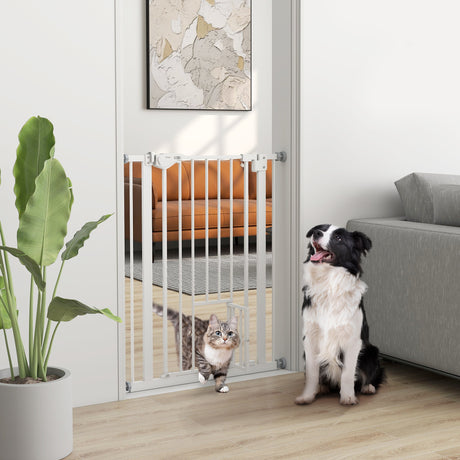easycomfort easycomfort cancelletto per cani con porta piccola montaggio a pressione e chiusura automatica 74 80x91 4cm bianco