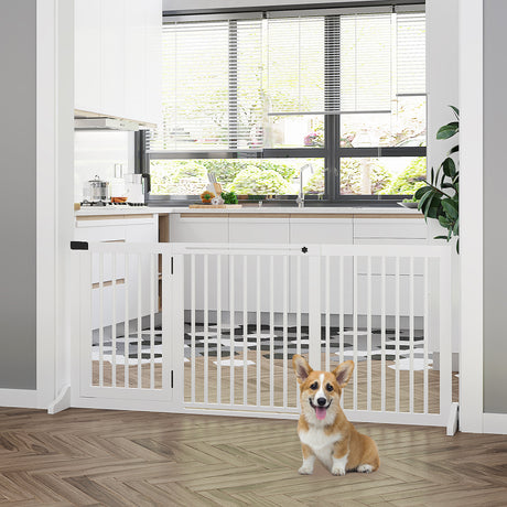 easycomfort easycomfort cancellino per cani taglia regolabile a 3 pannelli in legno di pino 113 166x36x71 cm bianco