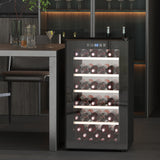 easycomfort easycomfort cantinetta vino frigo per 41 bottiglie capacita 91l controllo temperatura e ripiani in legno nero