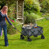 easycomfort easycomfort carrello da giardino carico max 70kg con maniglia telescopica in metallo e tessuto oxford 108x55 cm grigio