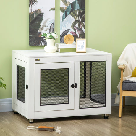 easycomfort easycomfort casetta per cani taglia grande con 2 porte bloccabili e cuscino lavabile 94x60x71 5 cm bianco