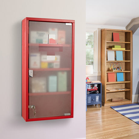 easycomfort easycomfort cassetta porta medicine armadietto medicinali 4 livelli porta in vetro 603012cm rosso ean 8054111840521