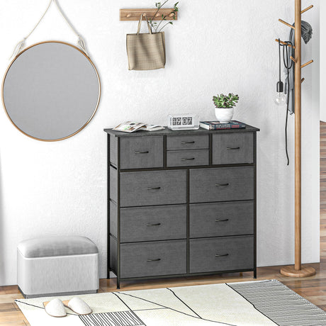 easycomfort easycomfort cassettiera 10 cassetti moderna in tessuto non tessuto acciaio e mdf 100x30x100 cm nera