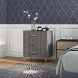 easycomfort easycomfort cassettiera 3 cassetti moderna in legno e alluminio 60x40x71 5 cm oro e grigio scuro