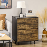 easycomfort easycomfort cassettiera con 3 cassetti in truciolato dallo stile rustico 60x45x75cm marrone e nero