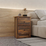 easycomfort easycomfort comodino con 2 cassetti dallo stile rustico in legno 40x30x56 cm marrone