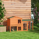 easycomfort easycomfort conigliera a 2 piani da esterno in legno di abete e filo di metallo 150x45x85 cm arancione