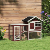 easycomfort easycomfort conigliera da esterno in legno con casetta per conigli e rampa 122x62 6x92 cm marrone e bianco