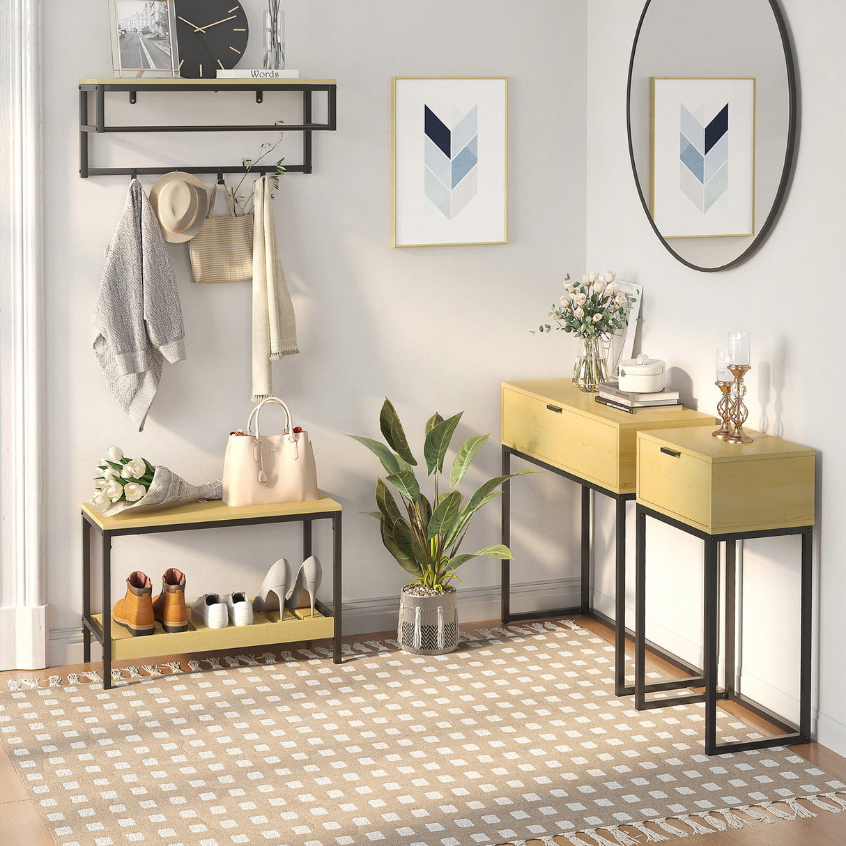 immagine-2-easycomfort-easycomfort-consolle-da-ingresso-con-cassetto-in-legno-e-acciaio-80x30x76cm-color-legno-e-nero