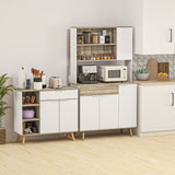 easycomfort easycomfort credenza cucina alta moderna con armadietti e cassetto mobile dispensa con ripiani regolabili 98x39x180cm bianco e legno