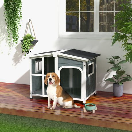 easycomfort easycomfort cuccia per cani taglia media da esterno con tetto apribile in legno 101x66 5x70 5 cm grigio