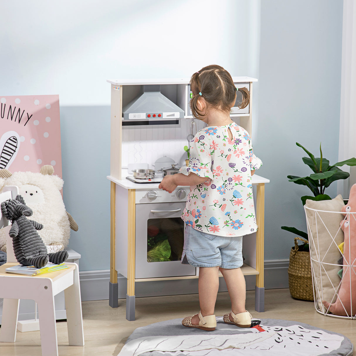 easycomfort easycomfort cucina giocattolo per bambini con altezza regolabile suoni luci e utensili in mdf e pp 60x30 5x93 2 cm