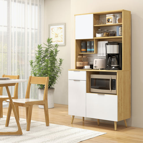 easycomfort easycomfort dispensa da cucina in truciolato con armadietti cassetti ripiani regolabili e appendino 93x40x180 cm