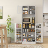 easycomfort easycomfort dispensa da cucina porta microonde con ripiani aperti e armadietto con portaspezie 60x35x169 cm bianco