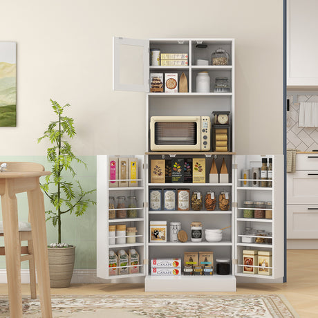 easycomfort easycomfort dispensa da cucina porta microonde con ripiani aperti e armadietto con portaspezie 60x35x169 cm bianco