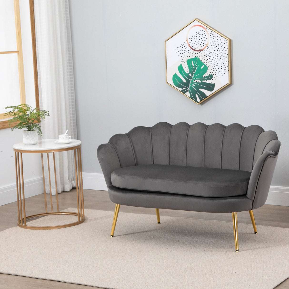 easycomfort easycomfort divanetto 2 posti in tessuto effetto velluto con braccioli divano moderno con seduta imbottita per camera da letto e soggiorno 133x63x75cm grigio ean 8055776913551