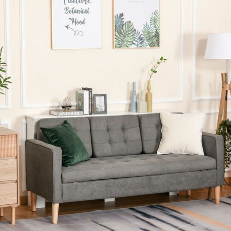 easycomfort easycomfort divano 3 posti moderno in tessuto grigio con vano contenitore e design scandinavo grigio 166 5x62x82cm ean 8055776915326