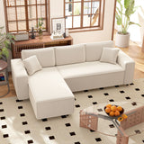 easycomfort easycomfort divano con penisola a 3 posti in tessuto effetto velluto schiuma e nylon 241x153x83 cm bianco crema