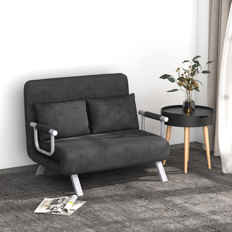 easycomfort easycomfort divano letto 2 posti in similpelle e acciaio con seduta regolabile in 5 posizioni 105x80x78 cm grigio