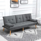 easycomfort easycomfort divano letto 3 posti reclinabile con 2 braccioli staccabili in tessuto effetto lino e legno di pioppo 181x77x78 cm