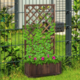 easycomfort easycomfort fioriera da esterno con grigliato per rampicanti e vaso in legno di abete 72 5x31 5x149 5 cm