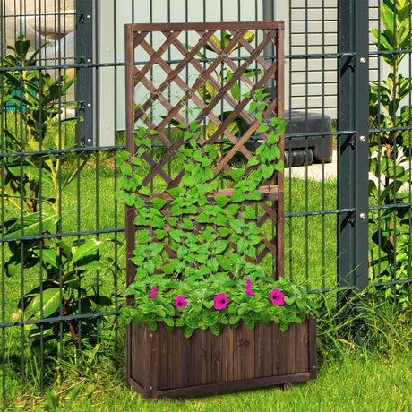 easycomfort easycomfort fioriera da esterno con grigliato per rampicanti e vaso in legno di abete 72 5x31 5x149 5 cm