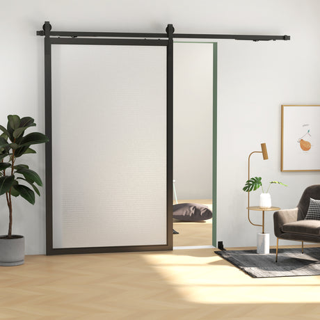 easycomfort easycomfort kit porta scorrevole 90kg max salvaspazio in acciaio al carbonio con accessori 244x0 5x4 cm nero