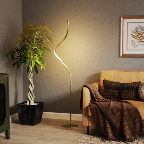 easycomfort easycomfort lampada da terra led a spirale con 3 luminosita regolabili e interruttore a pedale oro