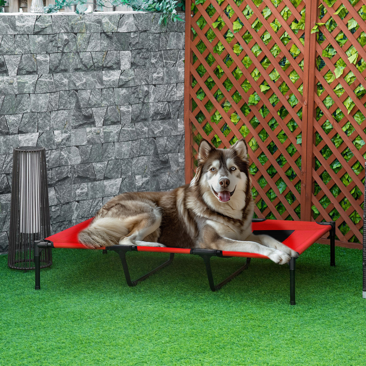 easycomfort easycomfort lettino per cani 50kg max rialzato con borsa da viaggio in metallo e tessuto oxford 122x92x23 cm rosso