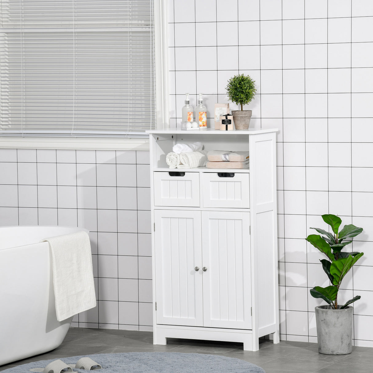easycomfort easycomfort mobile bagno multiuso salvaspazio armadietto da bagno con armadietto 2 ante mensola e 2 cassetti regolabili 60x30x108 8cm bianco ean 8054144131023