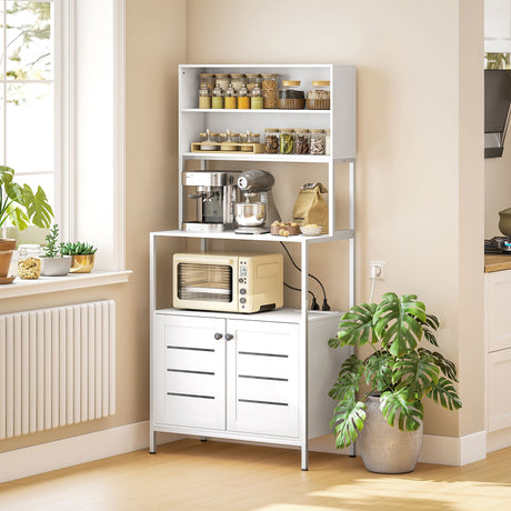 easycomfort easycomfort mobile dispensa con ripiani armadietti e 2 prese di ricarica in legno e acciaio 80x42x171 cm bianco
