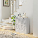 easycomfort easycomfort mobile scarpiera salvaspazio in legno per 16 paia di scarpe con 2 ante a ribalta 81 5x25x83cm bianco