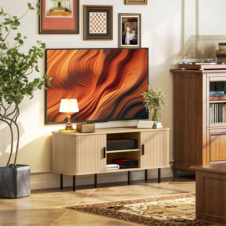 easycomfort easycomfort mobile tv 55 con 2 armadietti e 2 ripiani in legno e acciaio 120x40x55 cm nero e rovere