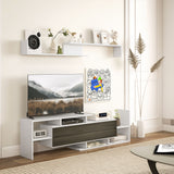 easycomfort easycomfort mobile tv con mensola a muro ripiani aperti e armadietto in legno bianco e nero