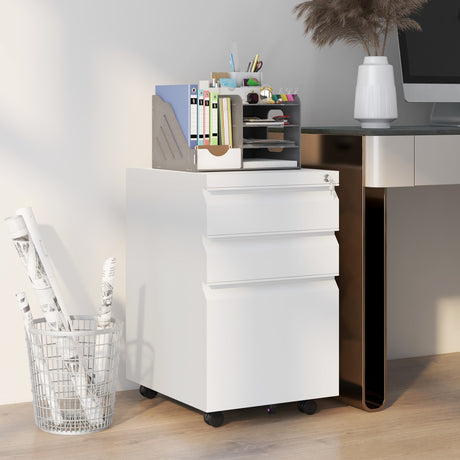 easycomfort easycomfort mobiletto da ufficio a 3 cassetti con barra regolabile e vassoio in acciaio 37x43 5x60 cm bianco