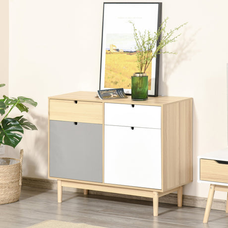 easycomfort easycomfort mobiletto multiuso stile nordico armadietto due ante con cassetti per cucina e ingresso 100x40x79 5cm multicolore