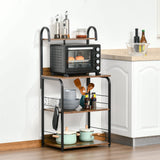 easycomfort easycomfort mobiletto per microonde a 4 ripiani e 4 ganci mobile cucina in acciaio e legno 60x40x125cm marrone rustico