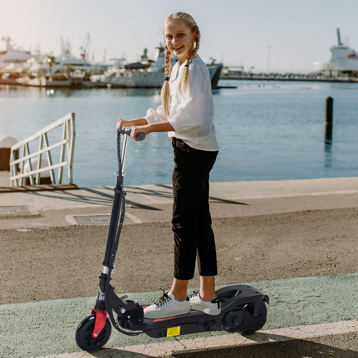 easycomfort easycomfort monopattino elettrico pieghevole altezza regolabile 82 93cm con freno velocita 12kmh nero