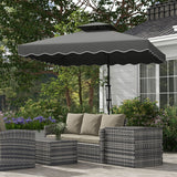 easycomfort easycomfort ombrellone a sbalzo con doppio tetto apertura a manovella e base a croce 2 5x2 5m grigio