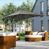 easycomfort easycomfort ombrellone da giardino a manovella 2 5x2 5 m con rotazione 360 e parasole regolabile grigio chiaro