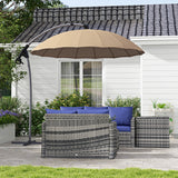 easycomfort easycomfort ombrellone da giardino decentrato 2 7m apertura a manovella e 16 stecche in fibra di vetro cachi