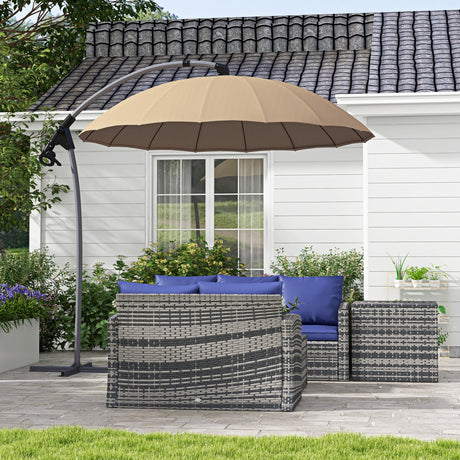easycomfort easycomfort ombrellone da giardino decentrato 2 7m apertura a manovella e 16 stecche in fibra di vetro cachi