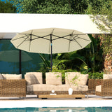 easycomfort easycomfort ombrellone da giardino doppio inclinabile con apertura a manovella 285x147x227cm beige
