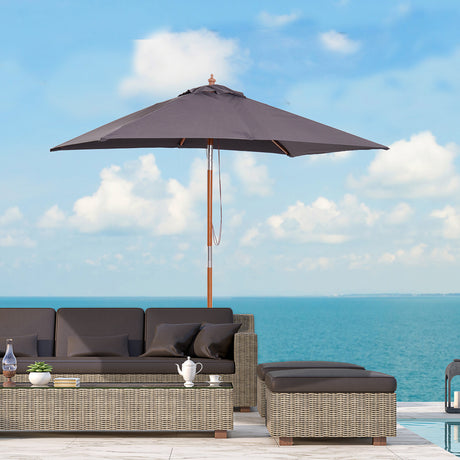 easycomfort easycomfort ombrellone da giardino inclinabile 2x1 5 m con 6 stecche e palo in legno di abete grigio scuro