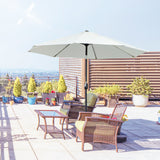 easycomfort easycomfort ombrellone da giardino rotondo con manovella e inclinabile a 3 livelli 265x240 cm crema