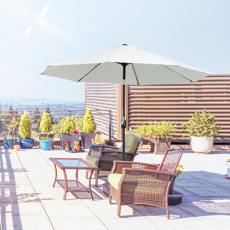 easycomfort easycomfort ombrellone da giardino rotondo con manovella e inclinabile a 3 livelli 265x240 cm crema