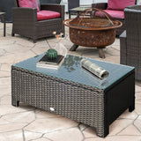 easycomfort easycomfort ousunny tavolino da esterni in rattan pe con piano in vetro temperato 85x50x39cm nero